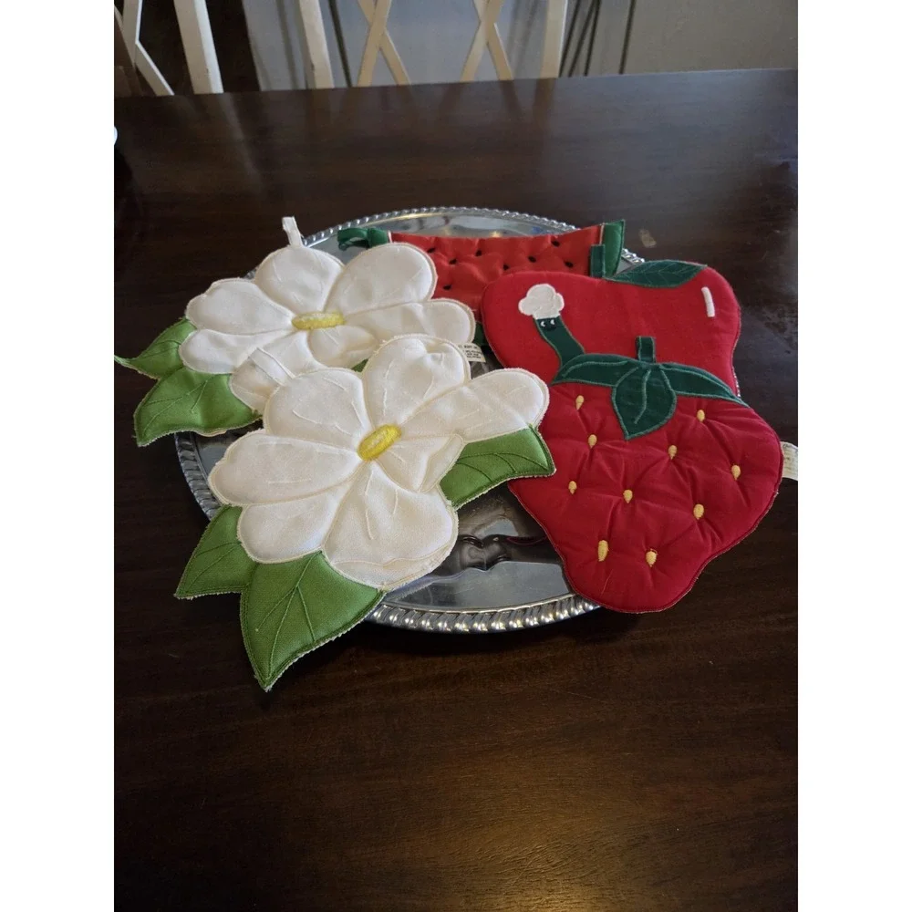 Lot Of 5 Vintage  Pot Holders From Anthonys, Cottagecore, Farmhouse Fruits